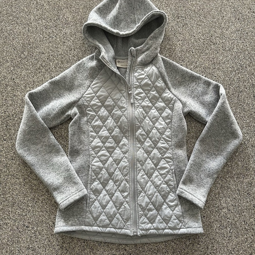 Mountain Warehouse Jacket‎ Hoodie Women's 6 Fleece Quilted Grey Full Zip